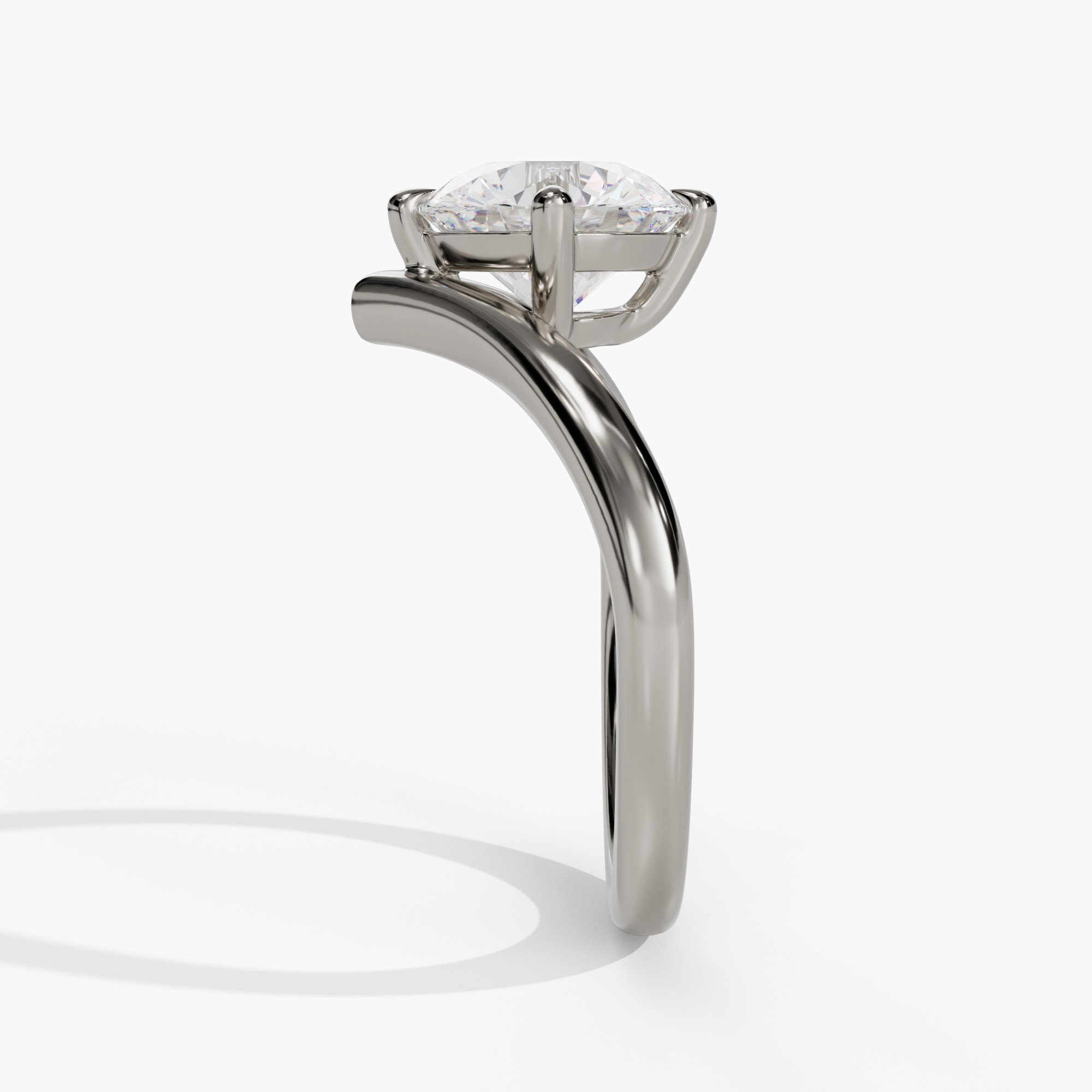 Bypass Solitaire Round Engagement Ring Setting