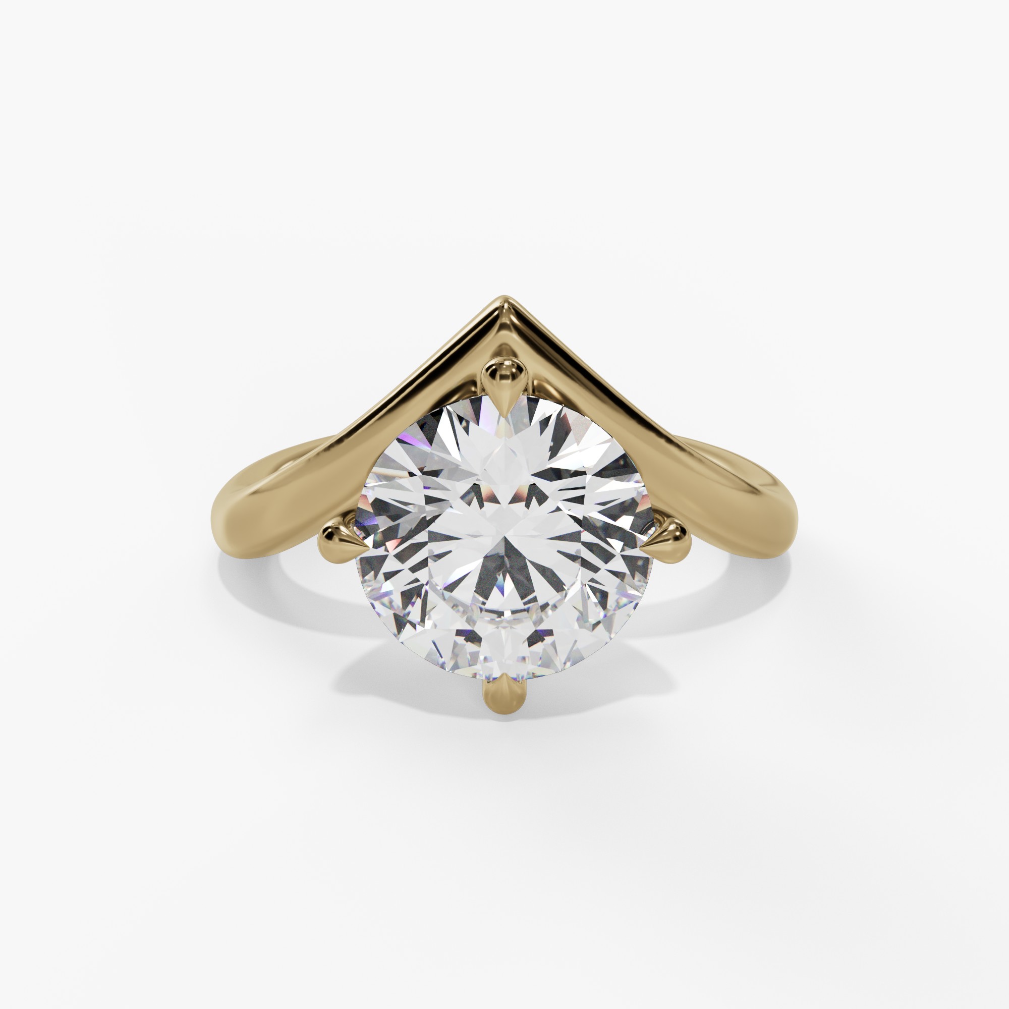 Bypass Solitaire Round Engagement Ring Setting