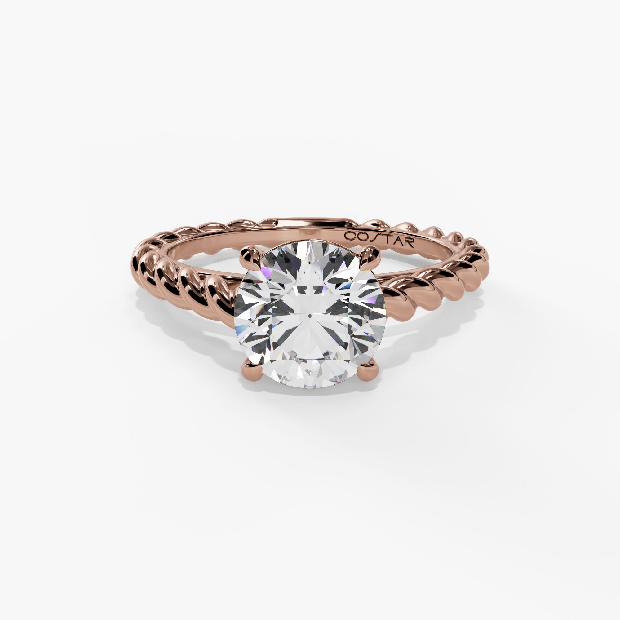 Twisted-Shank Solitaire Round Engagement Ring Setting