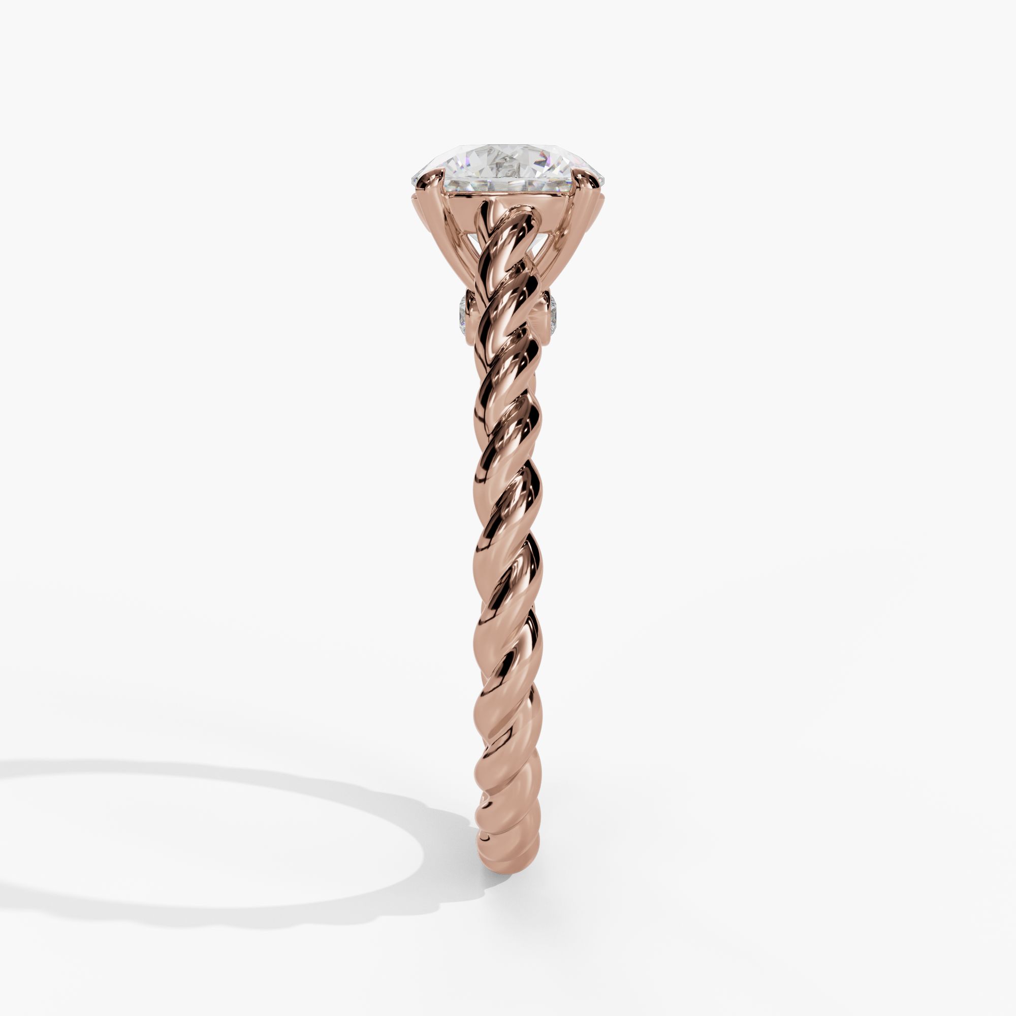 Twisted-Shank Solitaire Round Engagement Ring Setting