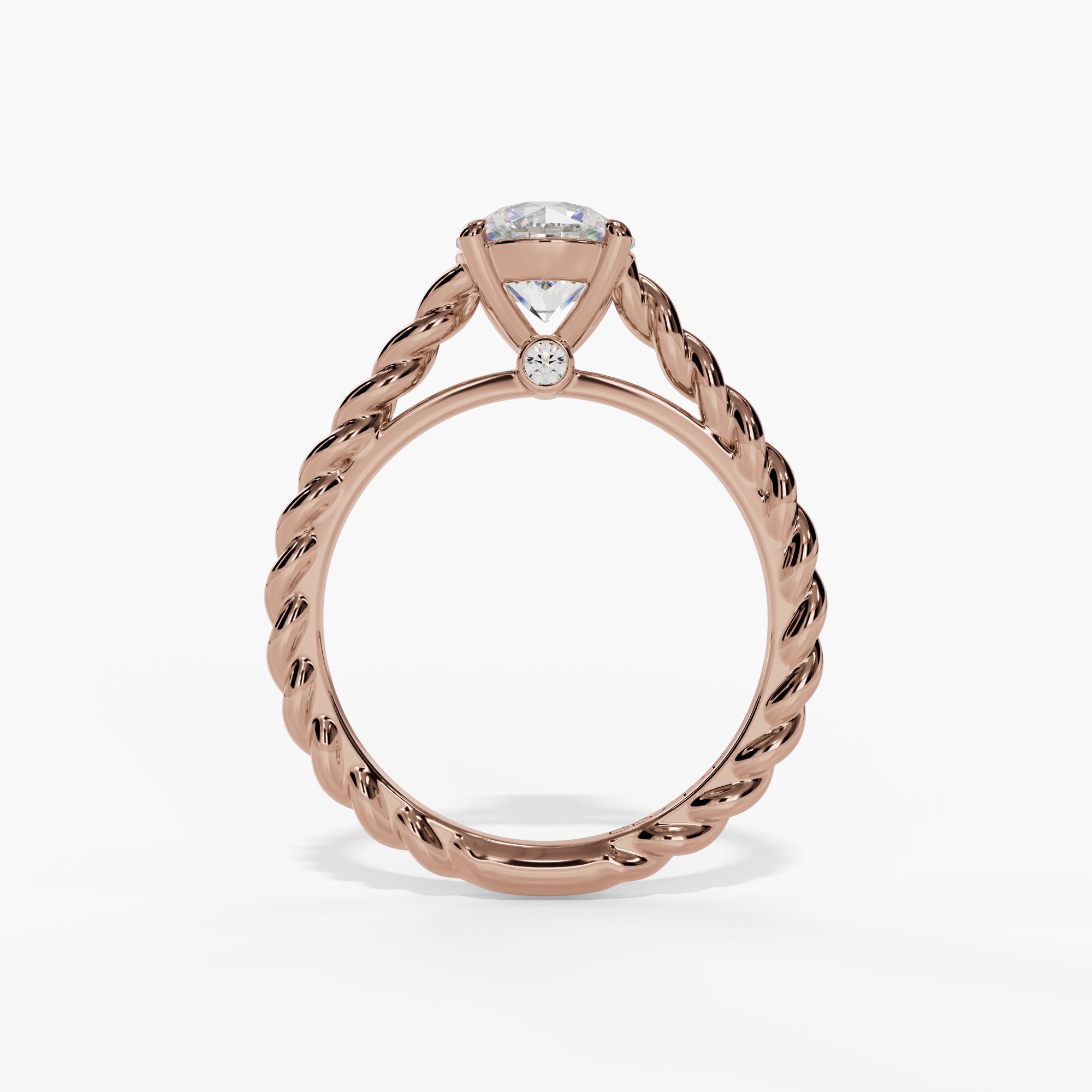 Twisted-Shank Solitaire Round Engagement Ring Setting