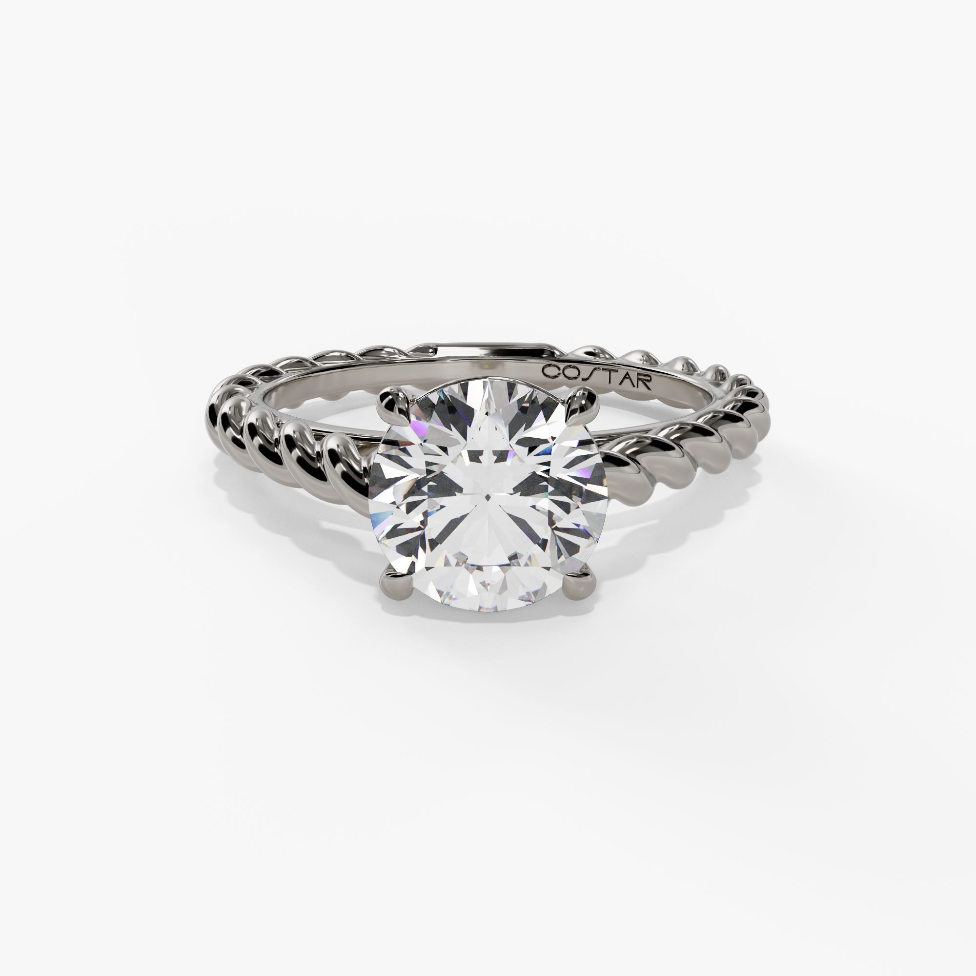 Twisted-Shank Solitaire Round Engagement Ring Setting