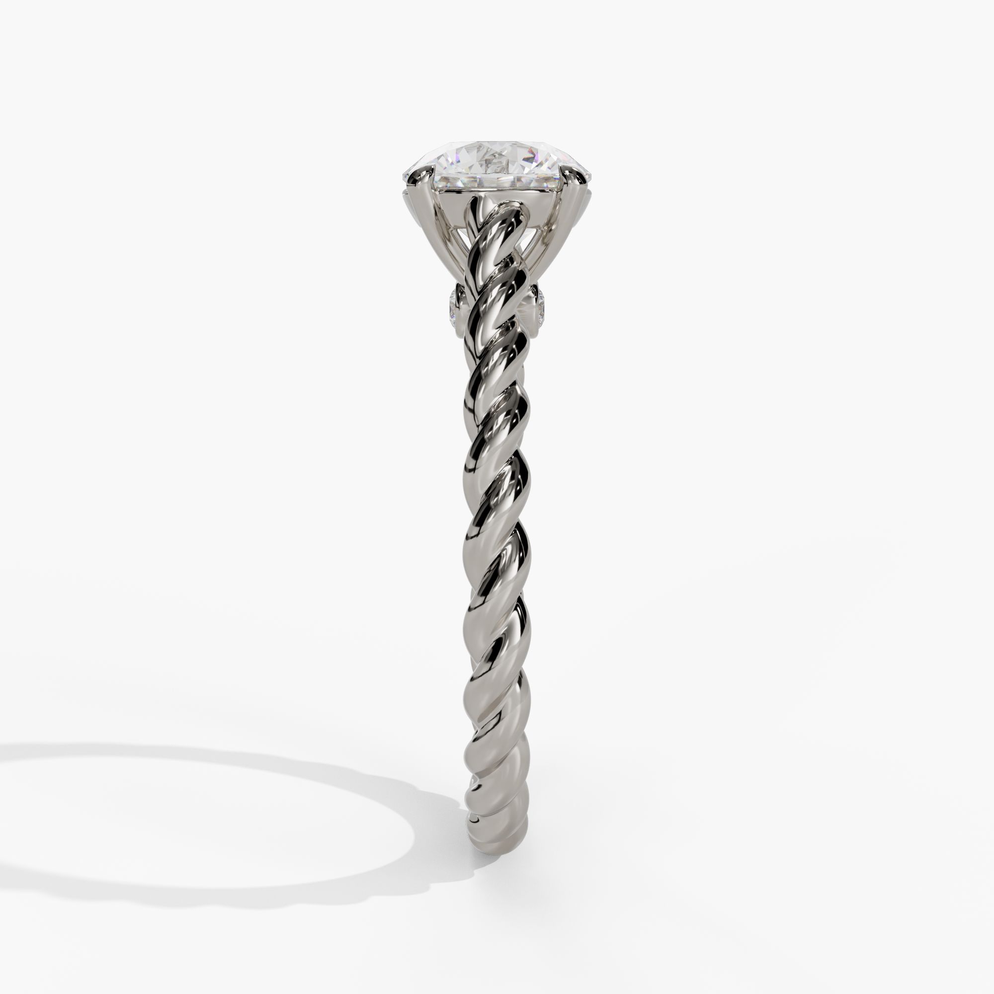 Twisted-Shank Solitaire Round Engagement Ring Setting