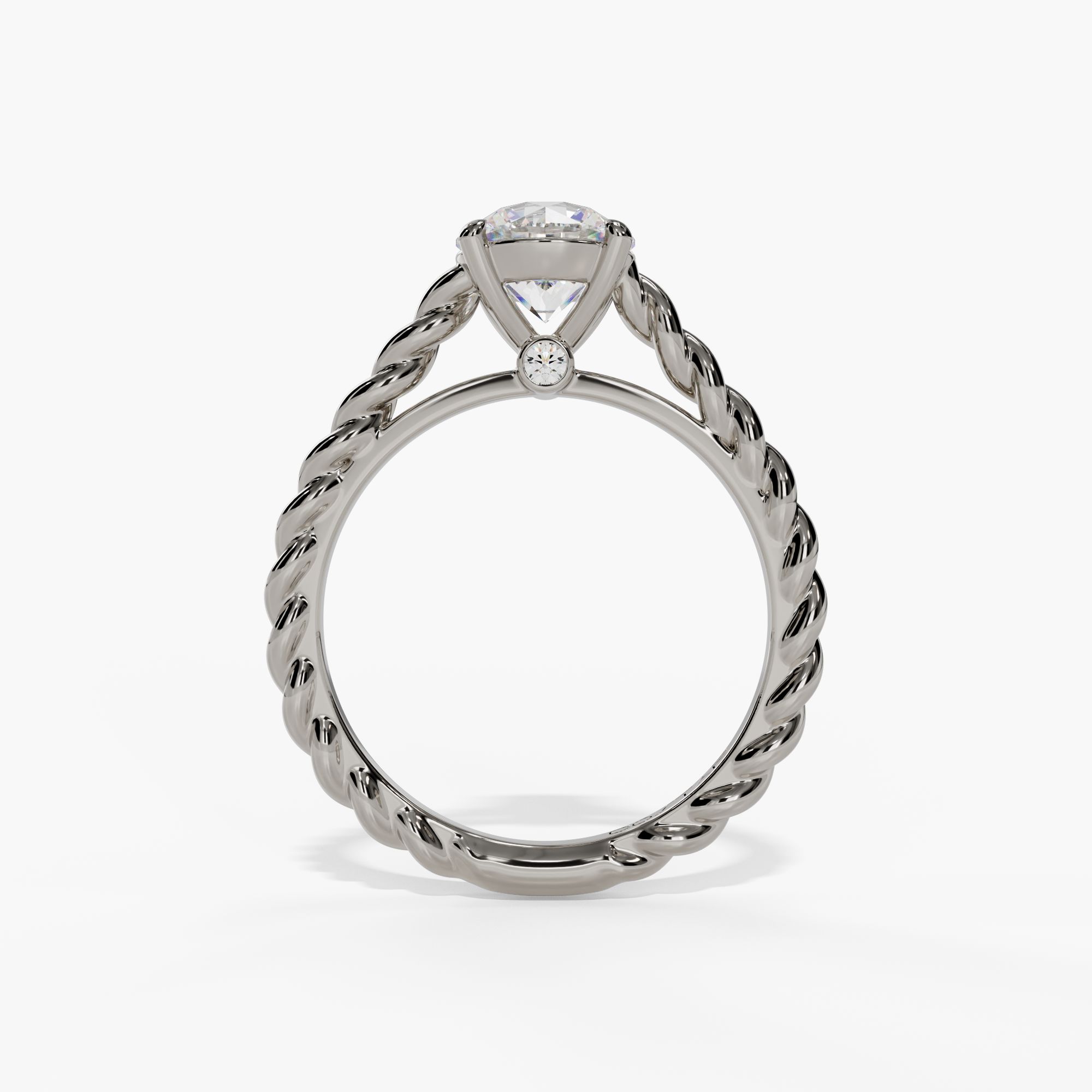 Twisted-Shank Solitaire Round Engagement Ring Setting