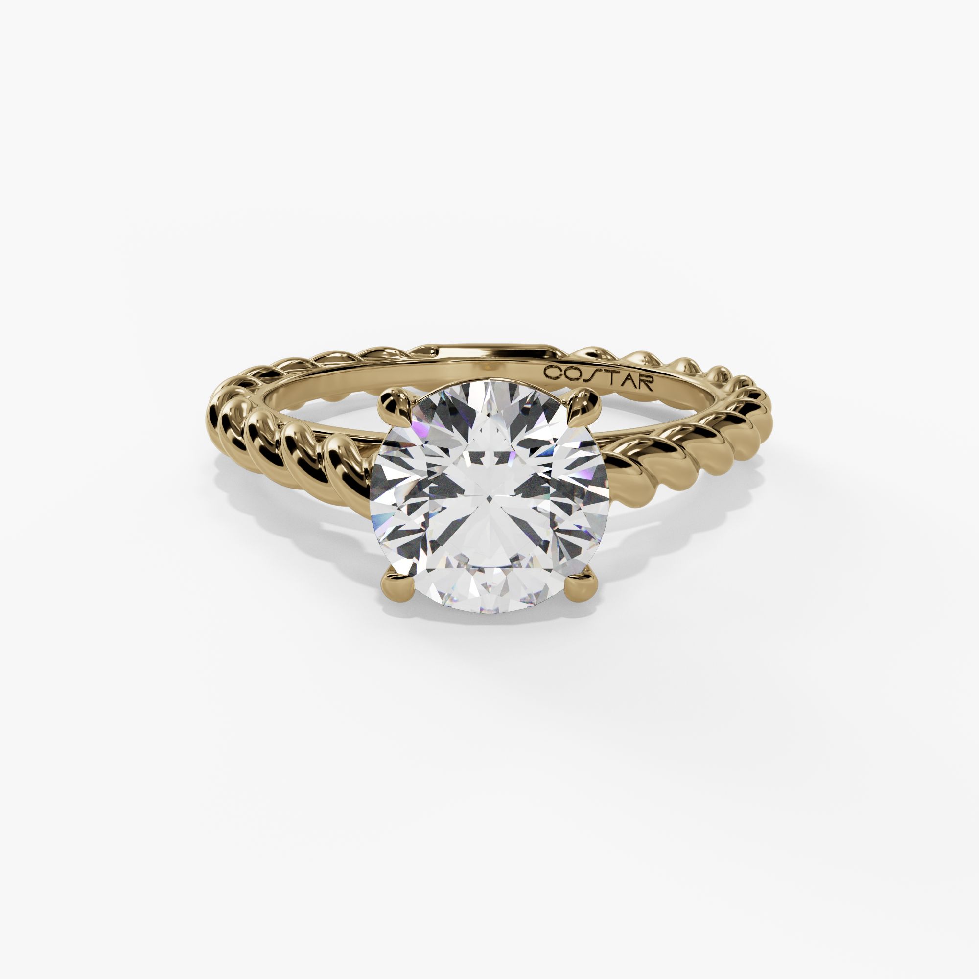 Twisted-Shank Solitaire Round Engagement Ring Setting