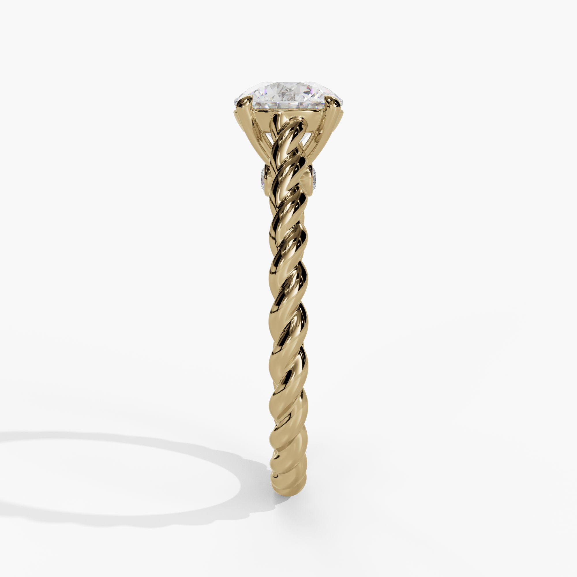 Twisted-Shank Solitaire Round Engagement Ring Setting