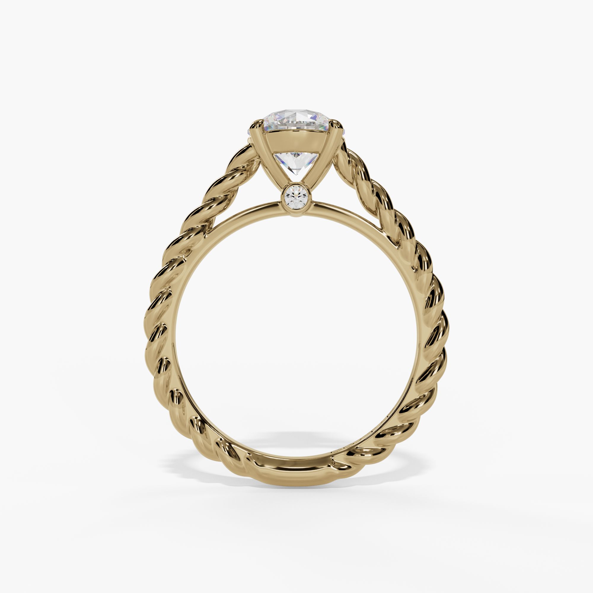 Twisted-Shank Solitaire Round Engagement Ring Setting
